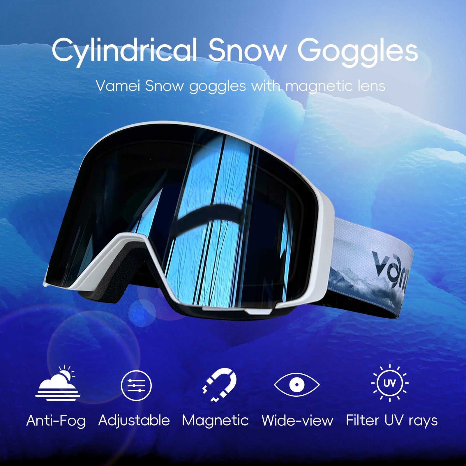 VAMEI Snow Goggles with Magnetic and Anti-Fog Lens